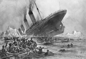 1932 --- Sinking of the Titanic by Willy Stoewer --- Image by Â© Bettmann/CORBIS